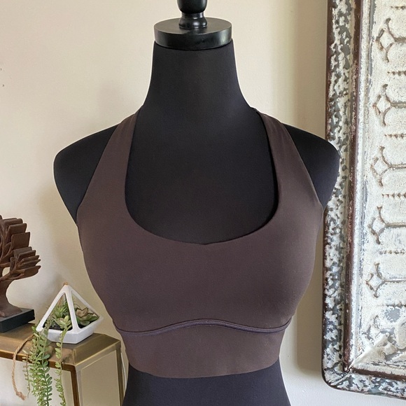 Brown Cold Brew Racer Back Collagen Buffbunny Sports Bra - Picture 4 of 9